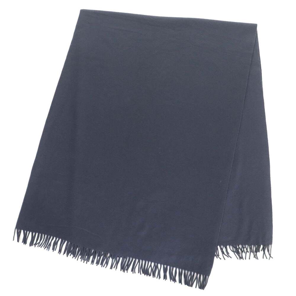 HERMES 100% Cashmere Logo Embroidered Fringe Extra Large Shawl/Stole/Blanket ...
